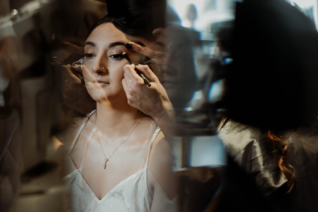 bride getting ready cinematic style photo
