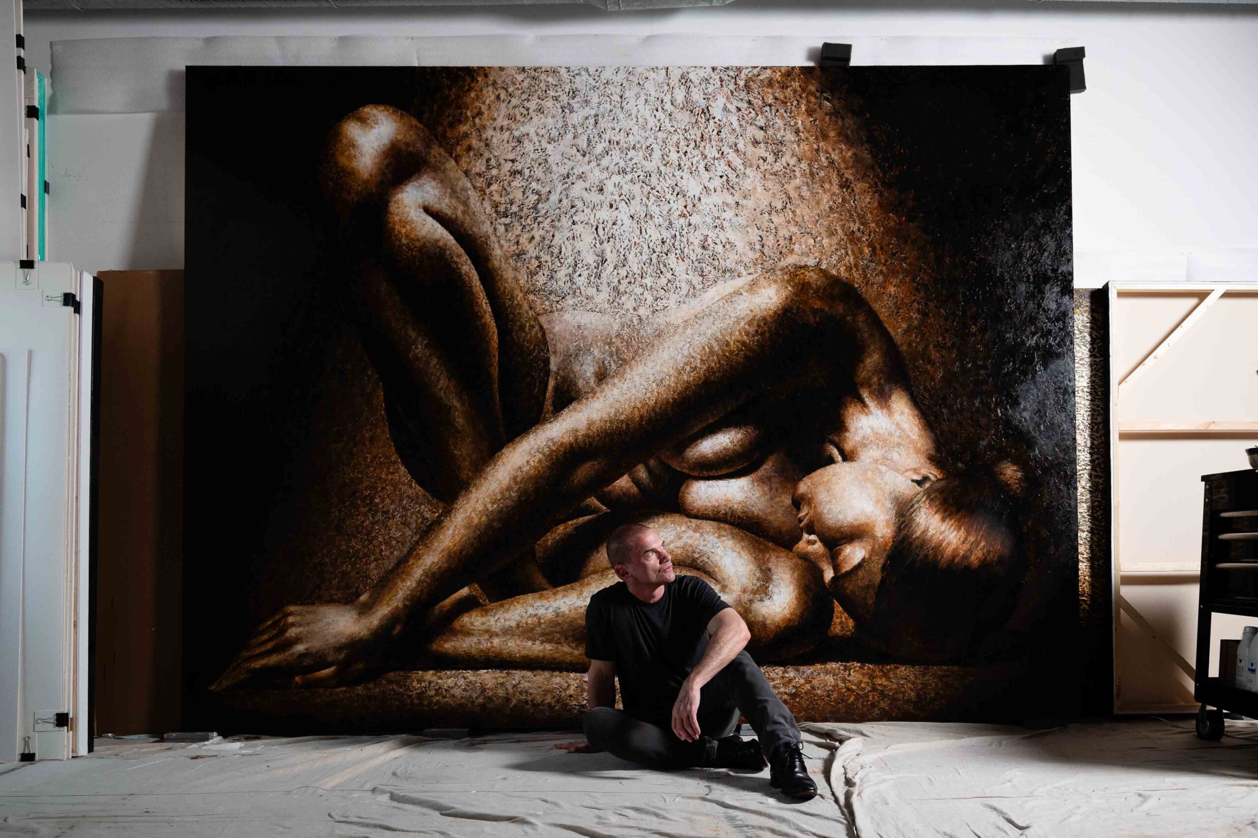 Professional Lifestyle Portrait of artist Donny Bodine, in his studio in Dallas Texas