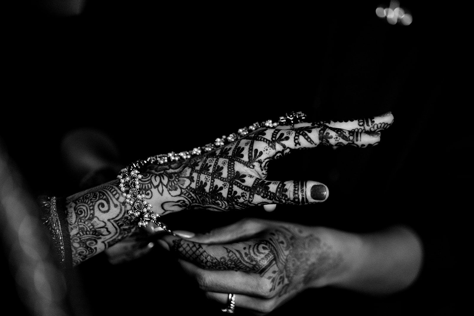 bridal henna hand in black and white