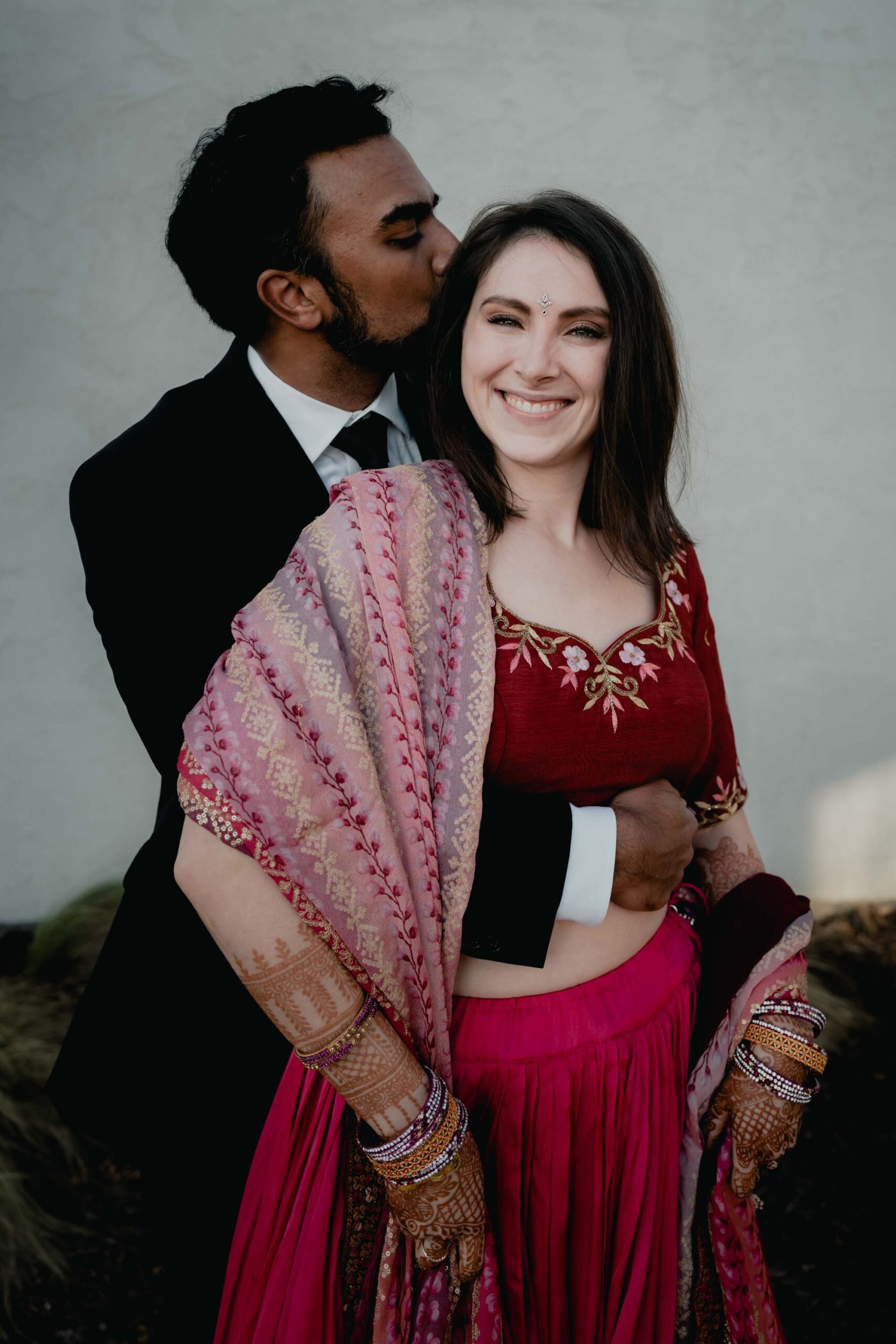 Kelsey and Prabhat romantic wedding portrait at Texican Court Irving Texas photographed by William Bichara
