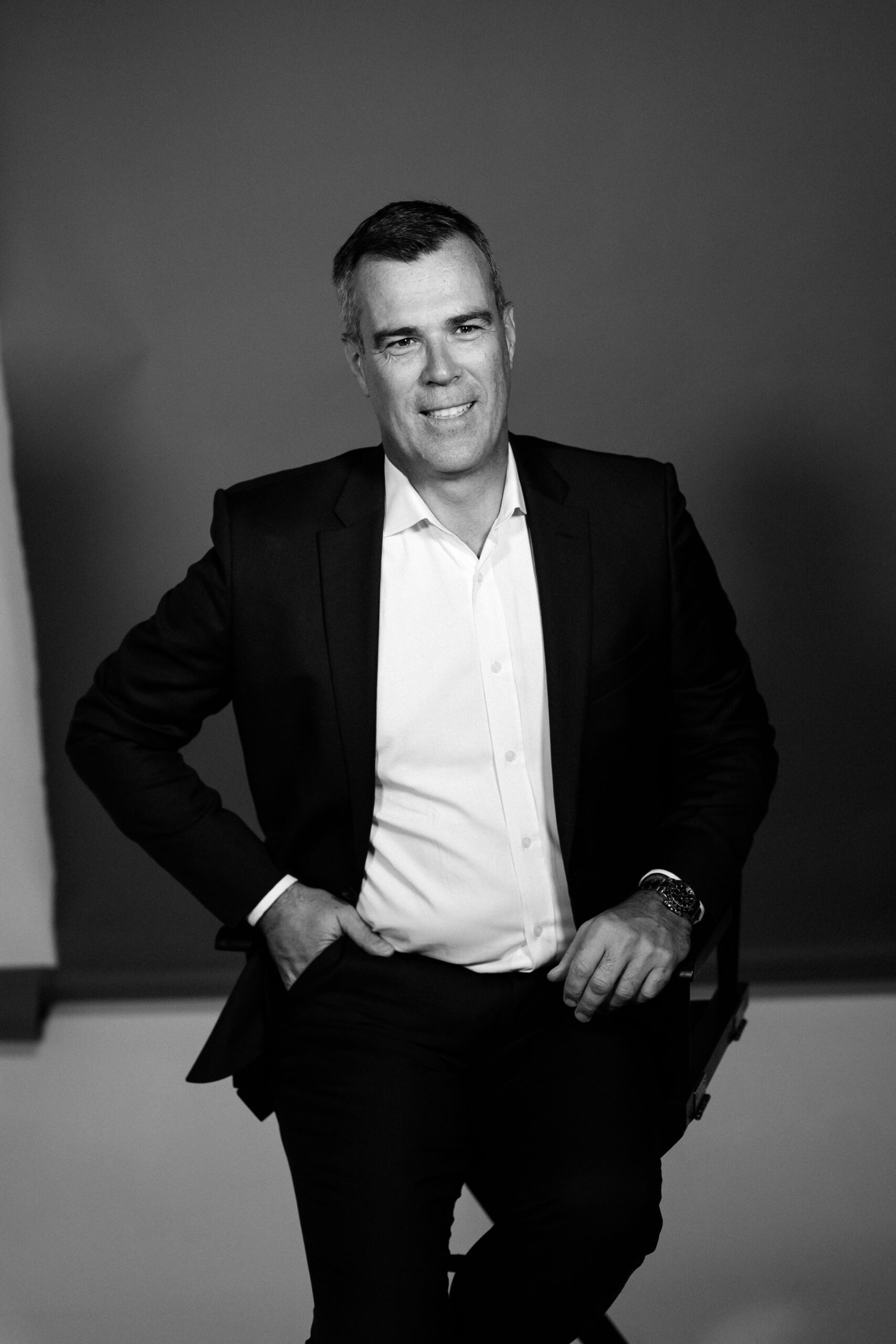 William Bichara photographing CEO Olivier Chavy during executive portrait and branding campaign session
