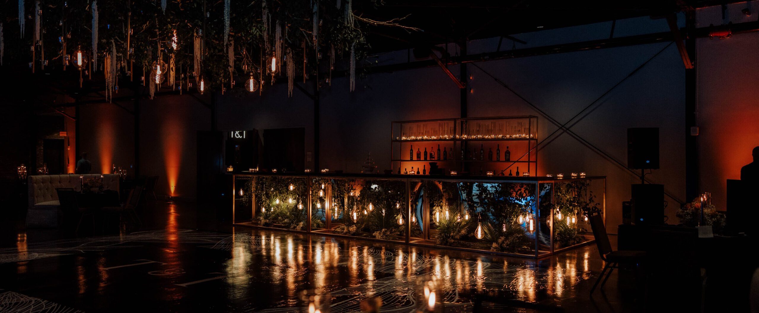 moody wedding recpetion decor