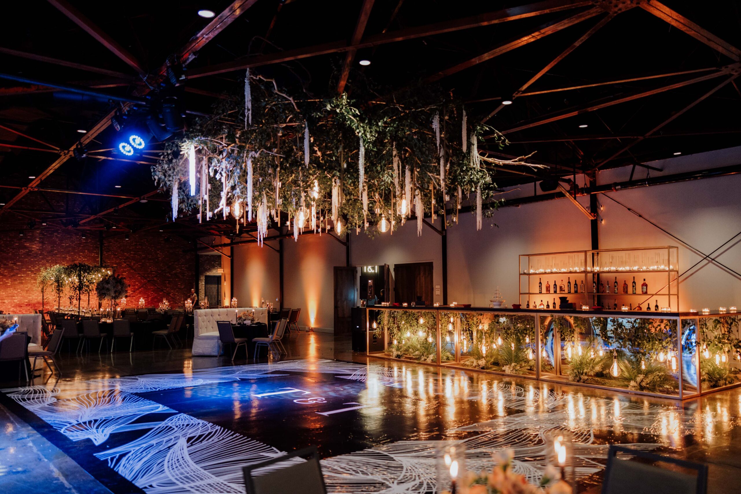 moody wedding recpetion decor