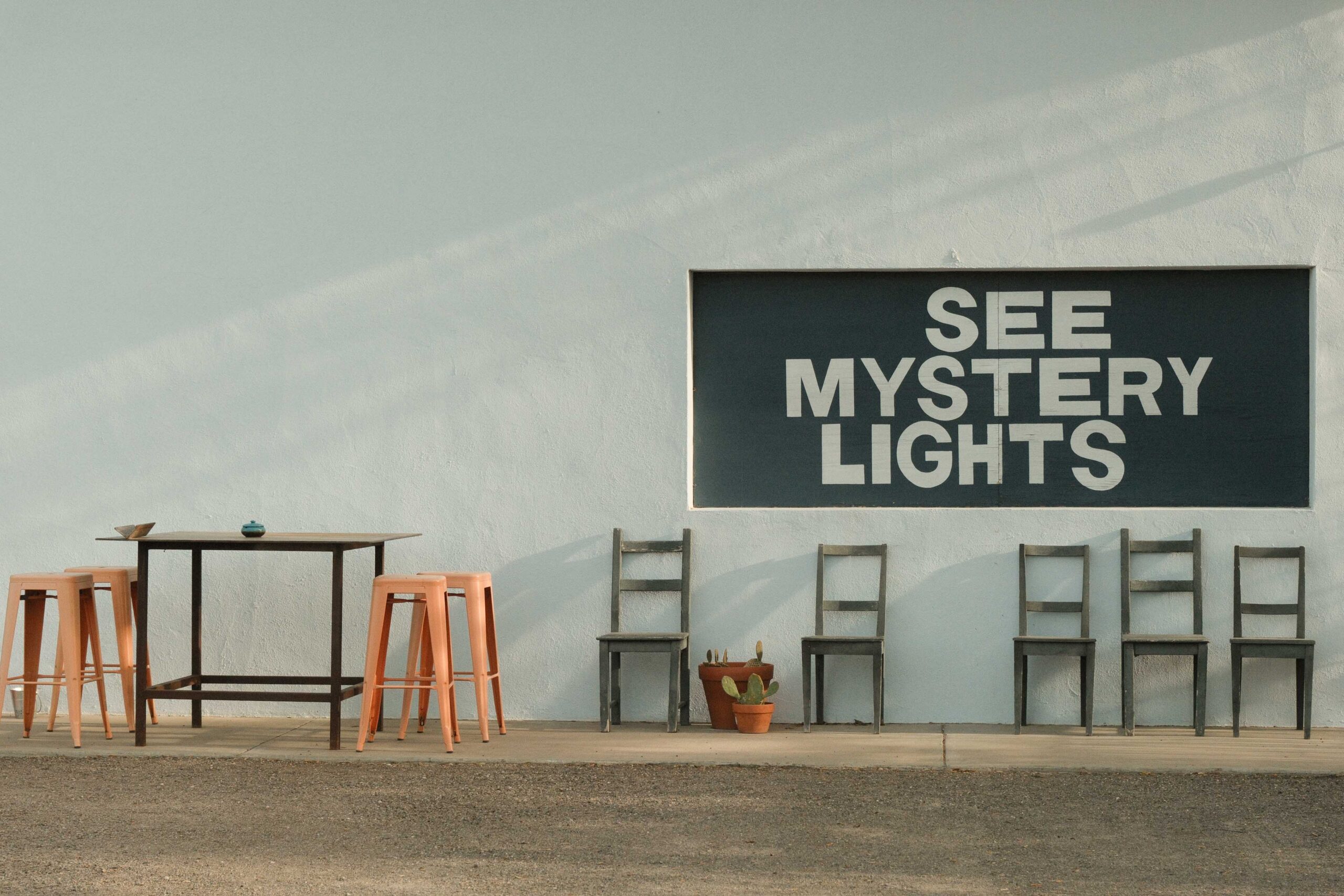 see mystery lights art mural installation in Marfa Texas