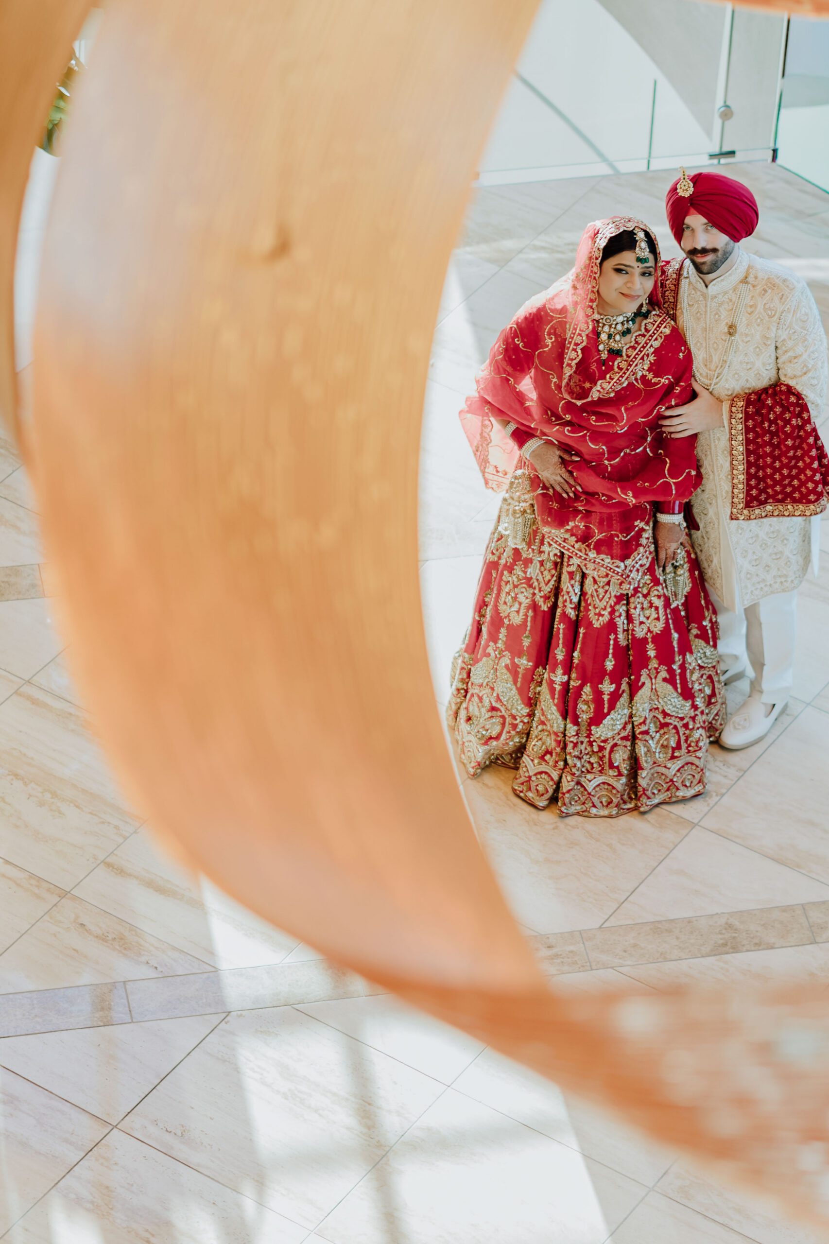 surbhi and travis romantic photo session after their first look at the Renaissance Dallas