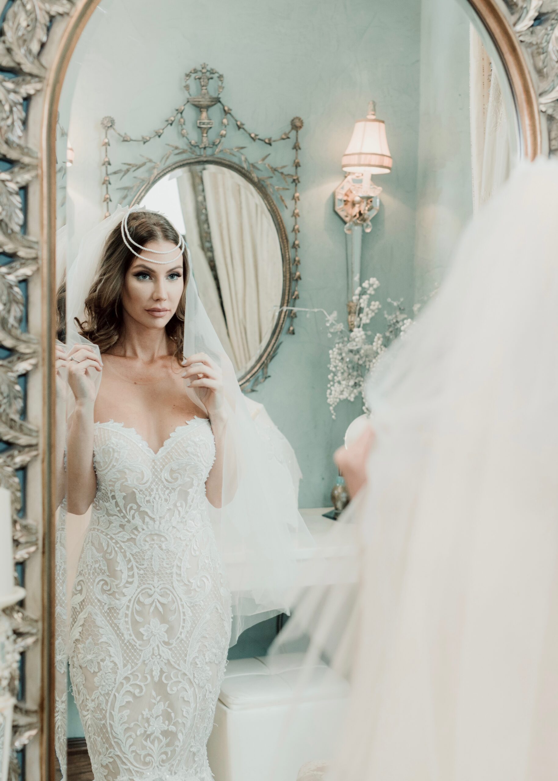 Bride getting ready at Bella Donna Chapel Adriatica McKinney